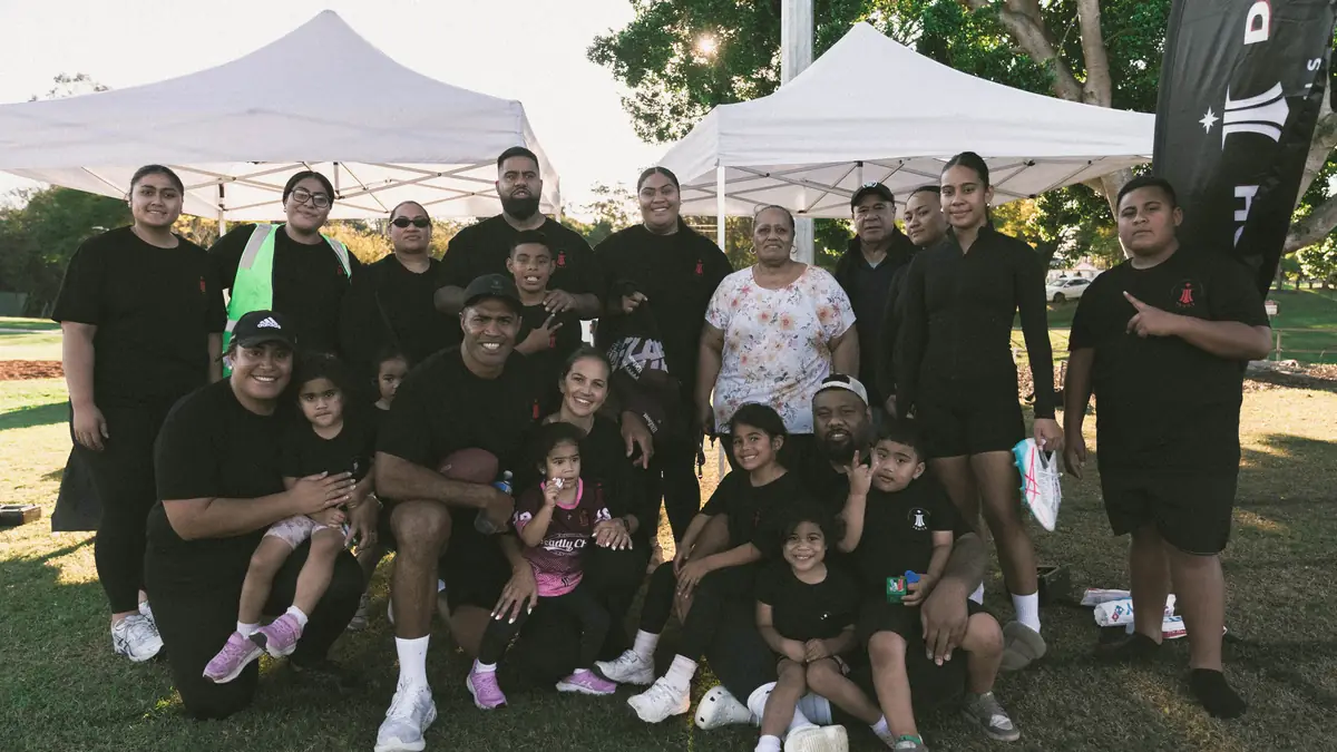 Families and young people gathered at the marquees during a TRAILS community day