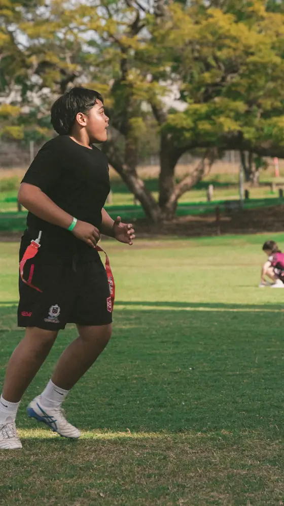 A player running across the open field